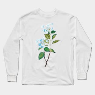 vintage blue hydrangea flowers Long Sleeve T-Shirt